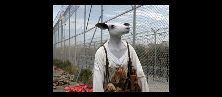 Jane Alexander, "Frontier with Ghost," pigment on cotton paper, 27" x 37.5", 2007.