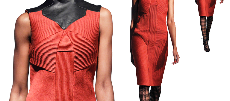 Mimi Plange, "Linx Dress," satin wool gabardine, Autumn/Winter 2011 collection.