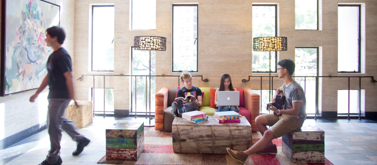 Inside a student lounge in Hong Kong