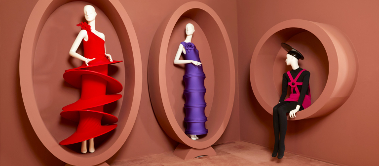 Installation view of Pierre Cardin exhibition at SCAD FASH Lacoste