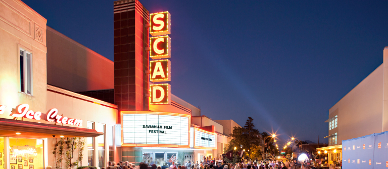 Savannah Film Festival attendees gathering outside Trustees Theater