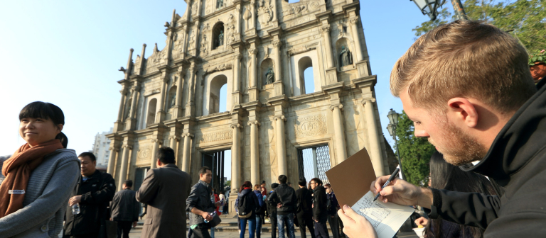 SCAD student sketching on excursion Architecture student sketching on excursion to Macau