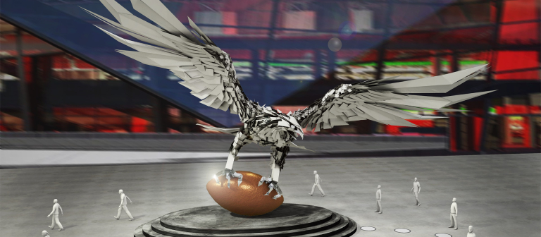 Artist model of falcon sculpture