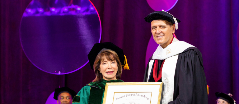 President Paula Wallace with Hermès U.S. CEO at SCAD 2019 commencement