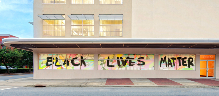 Black Lives Matter window display at Jen Library in Savannah