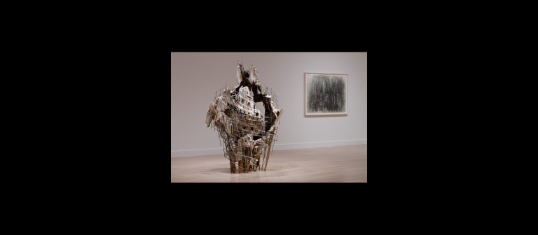 Diana Al-Hadid, "Tomorrow's Superstitions," 2008; "Untitled," charcoal, watercolor, Conté and pastel on Mylar, 2011. 