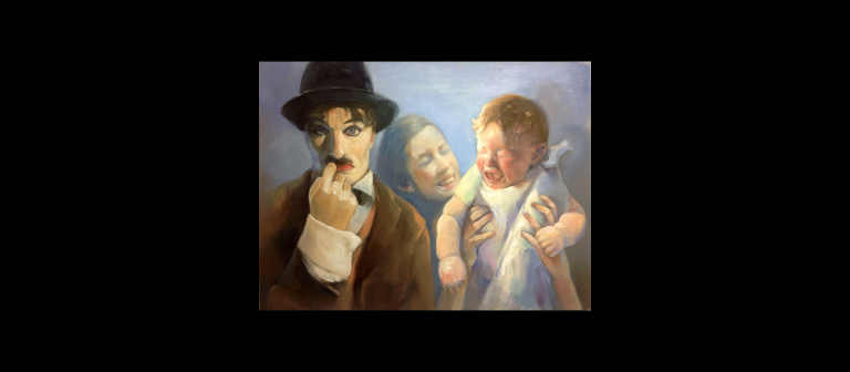 Mujia Xiao, "Wax Celebrities and Folks," oil on canvas, 48"x36", 2013.