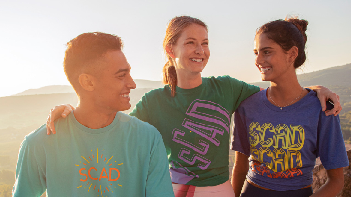 SCAD Lacoste students preparing to do yoga