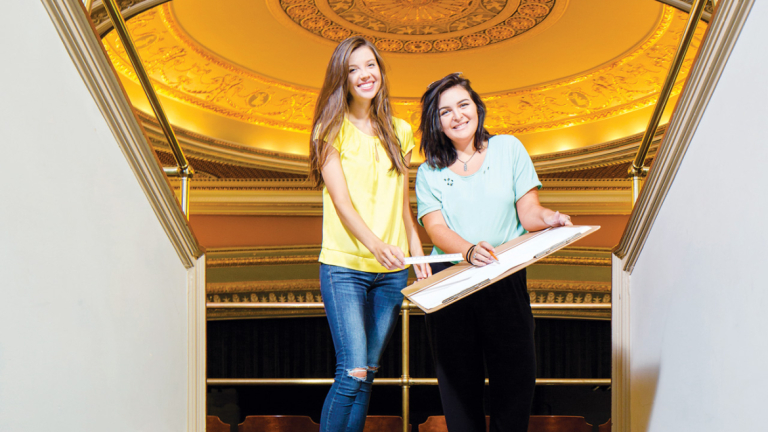 Architectural history students at Lucas Theatre