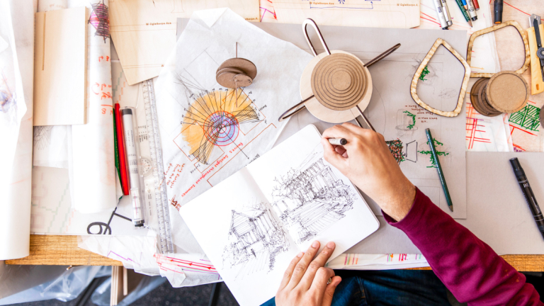 Architecture student Elaine Gallagher Adams' work space