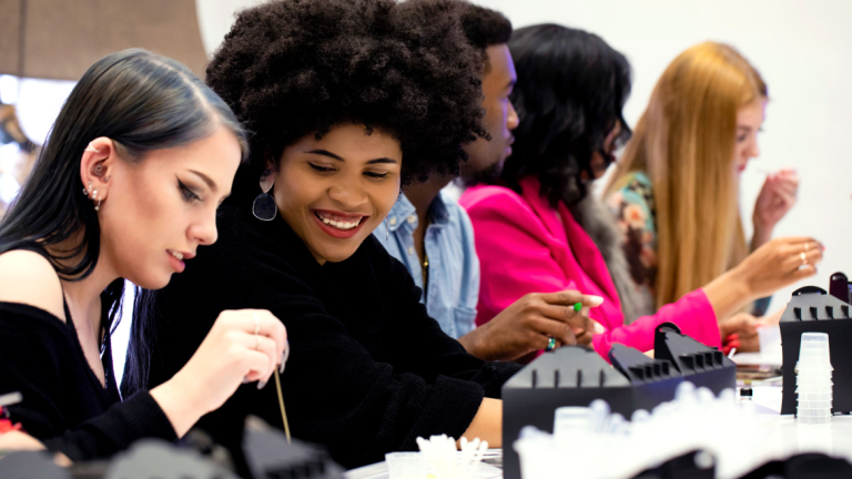Business of beauty and fragrance students work in a Savannah classroom