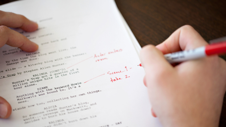 Dramatic writing student editing script Dramatic writing student editing script