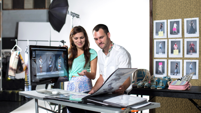 Fashion marketing and management students shooting in photography studio Fashion marketing and management students shooting in photography studio