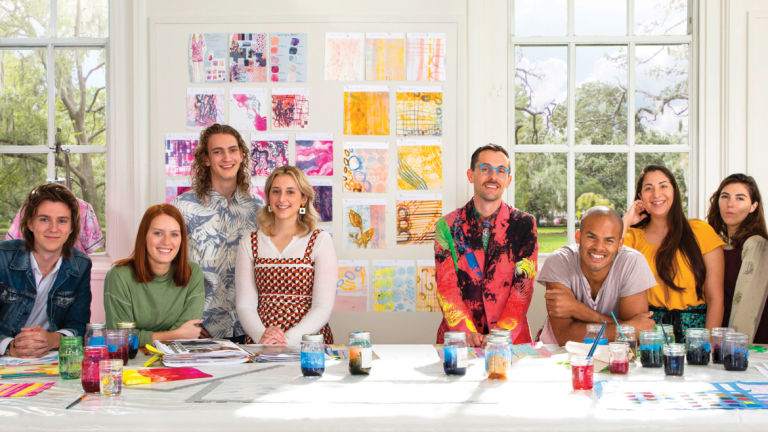 Fibers students in the studio