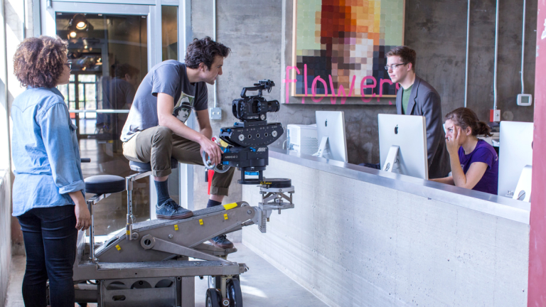 Film and television students operating camera at Savannah Film Studios Film and television students operating camera at Savannah Film Studios