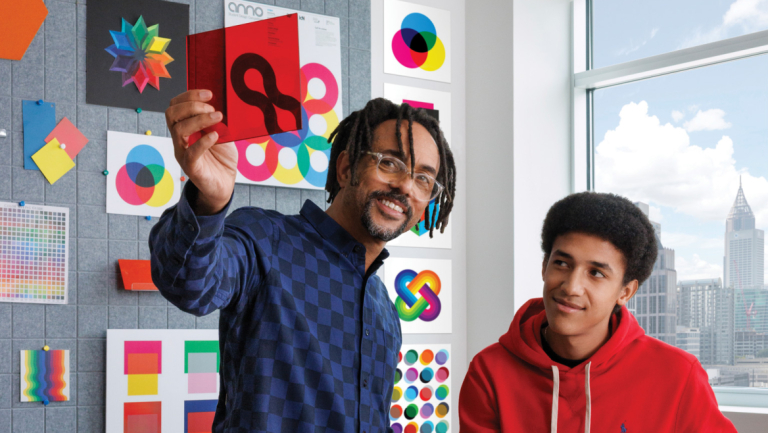 Professor and student explore color theory