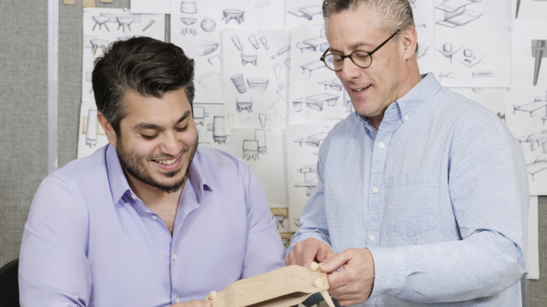 Furniture design student and professor collaborate