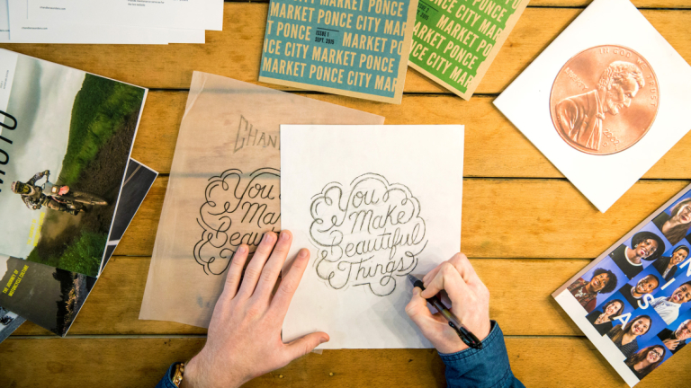 Detail of typography work by graphic design student Chandler Saunders