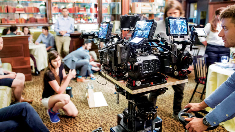 Multiple cameras rigged to capture VR film