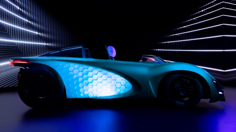 Sleek teal concept car.