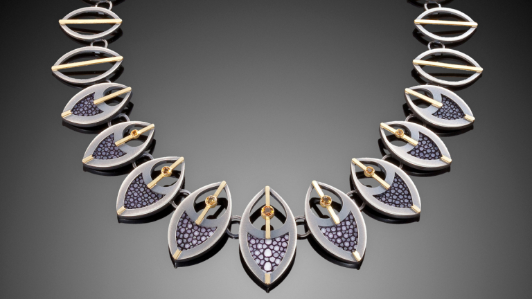 Megan Clark, Stingray Feather Necklace, 2014 jewelry exhibition, SCAD Museum