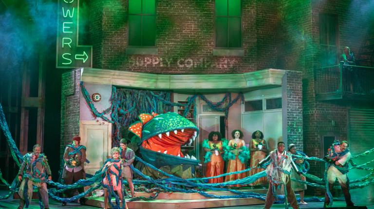 Little Shop of Horrors Rehearsal image on stage