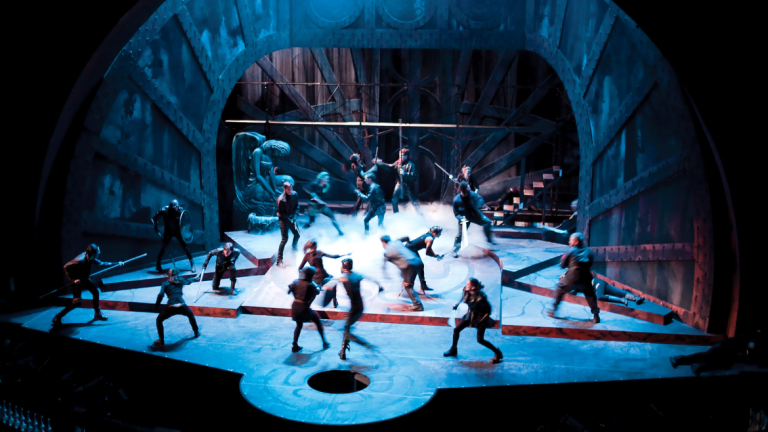 SCAD student production of Macbeth SCAD students performing on Macbeth set