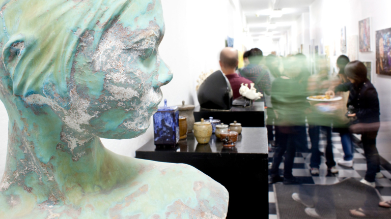 Ceramics work on display at open studio