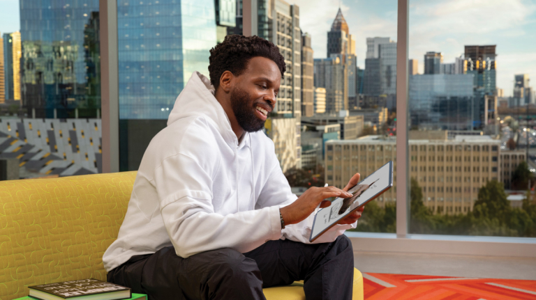 student working on tablet at scad atlanta