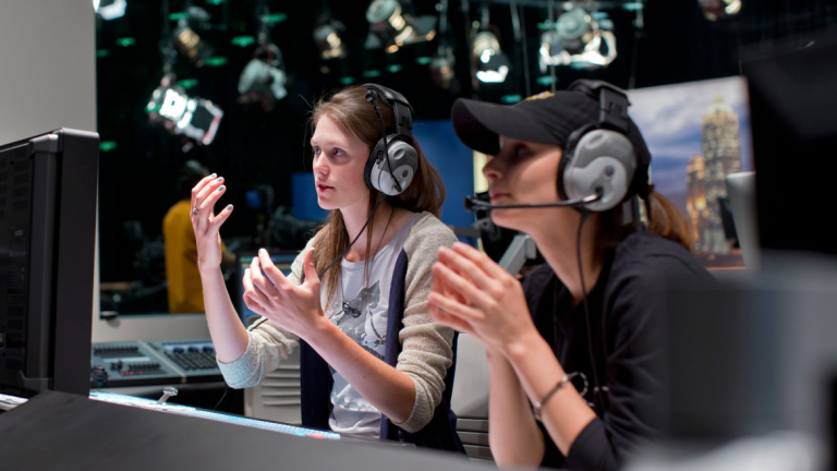 Television producing students working in control room Television producing students working in control room of SCAD Atlanta Digital Media Center