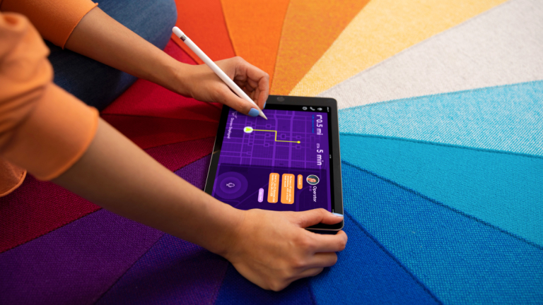 Student works on a tablet