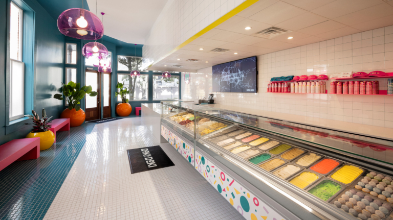 Finished interior of ice cream shop Doki Doki