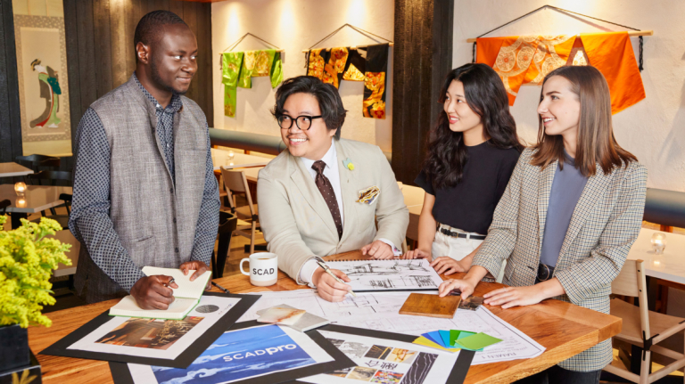 Students and faculty work on a SCADpro project to design a new ramen bar