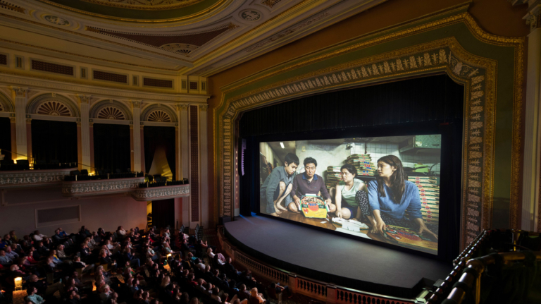 An audience screens the movie "Parasite" during the 2018 SCAD Savannah Film Festival