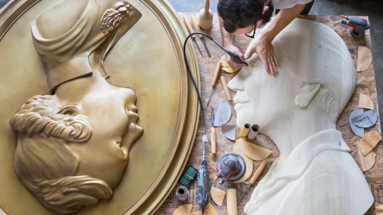 Michael Porten at work on one of the Savannah Women of Vision portraits
