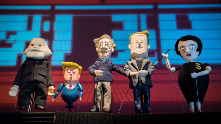 Satirical puppets created by Pedro Reyes for define art play