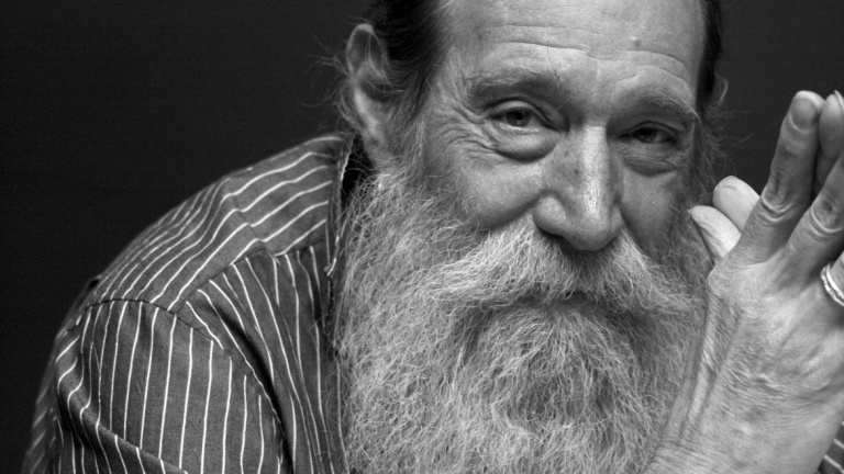 Black and white portrait of scad define art honoree Lawrence Weiner