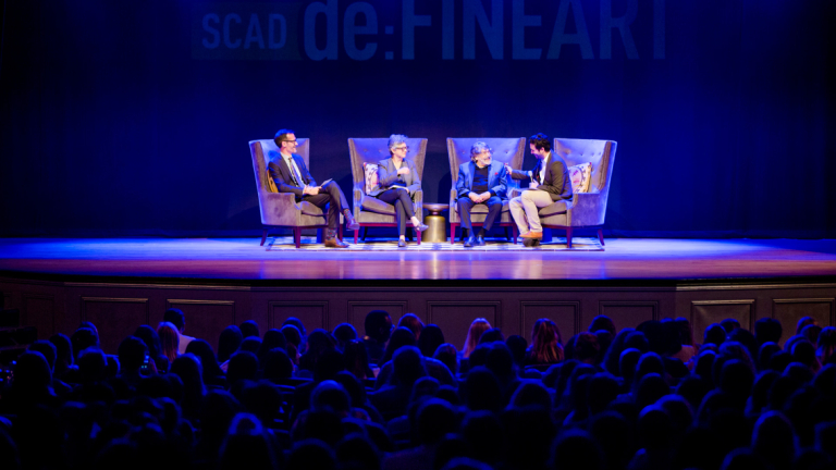 deFINE ART panel onstage at Trustees Theater