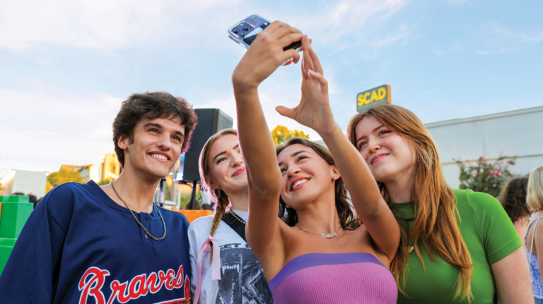 Students taking a selfie during SCAD welcome week