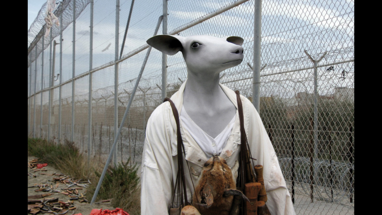 Jane Alexander, "Frontier with Ghost," pigment on cotton paper, 27" x 37.5", 2007.