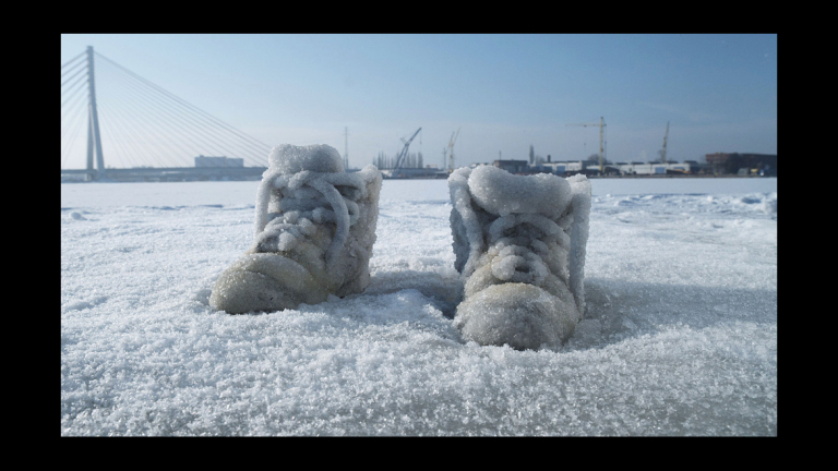 Sigalit Landau, "Salted Lake," HD video, 2011. 