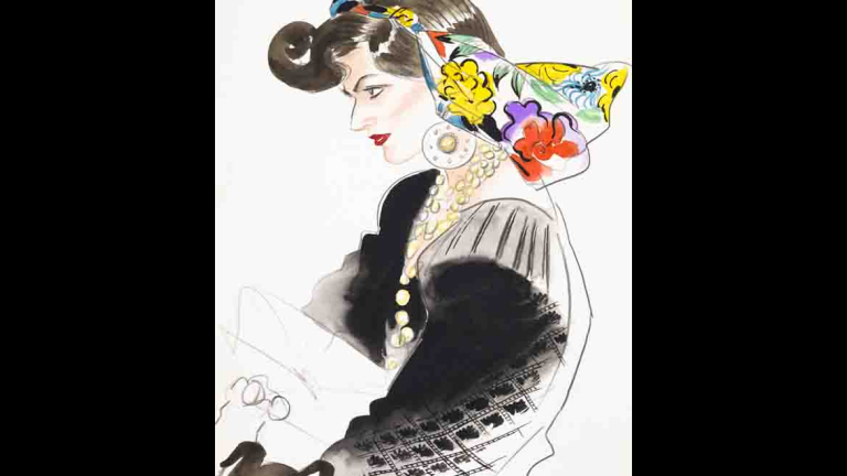 Antonio Lopez, "Norma Kamali, American Vogue," pencil and watercolor on paper, 1984.