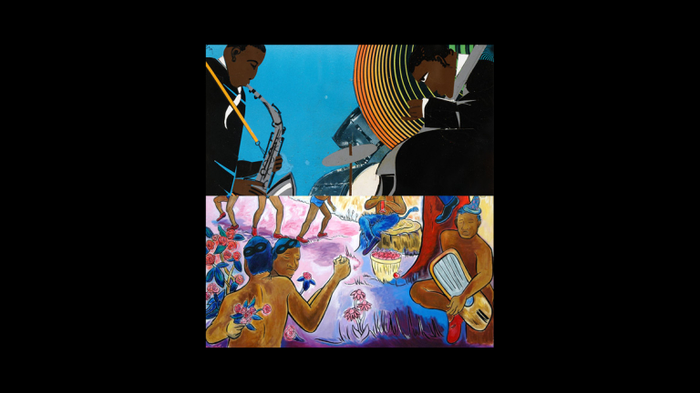 Romare Bearden, Jazz Rhapsody, 1982. John Bankston, Music (after Jess), 2005.