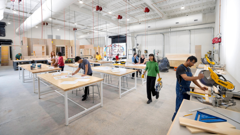 students working in the makers studio