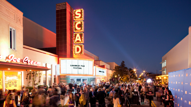 Savannah Film Festival opening night Savannah Film Festival attendees gathering outside Trustees Theater