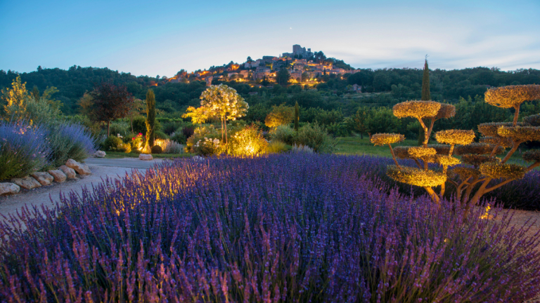 Lacoste, France at dusk