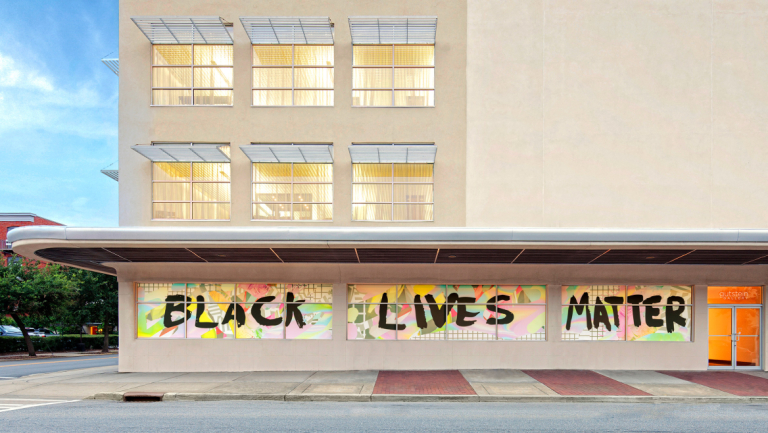 Black Lives Matter window display at Jen Library in Savannah