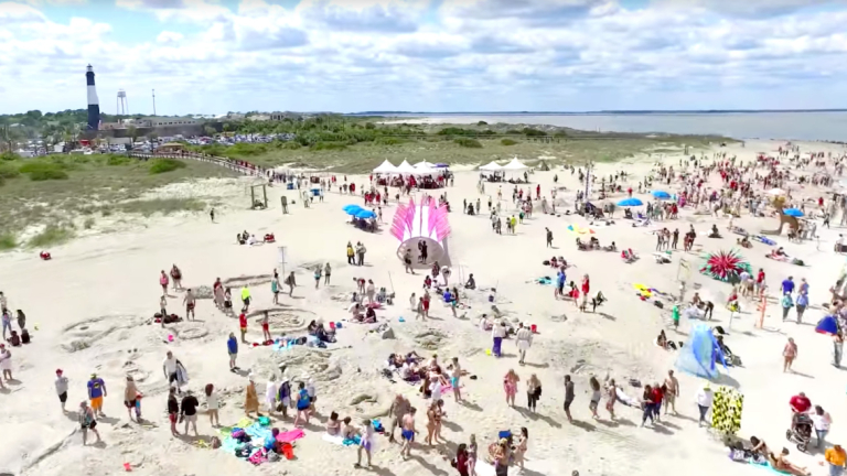 Jason Hackenwerth installation at 2016 SCAD Sand Arts Festival