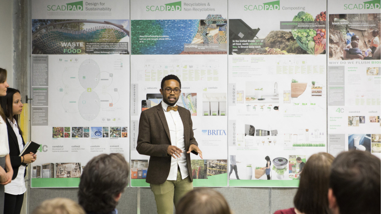 Design for sustainability student presenting SCADPad concepts