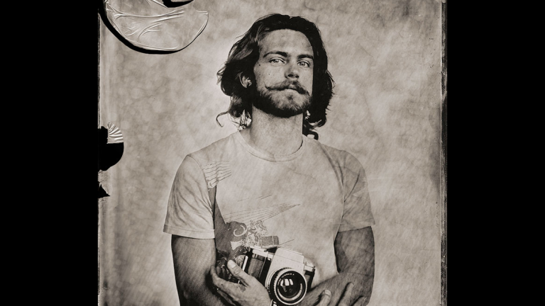 Alexander Hadjidakis, "The Photographers, Oktawian," wet plate collodion black glass ambrotype, 2013.   